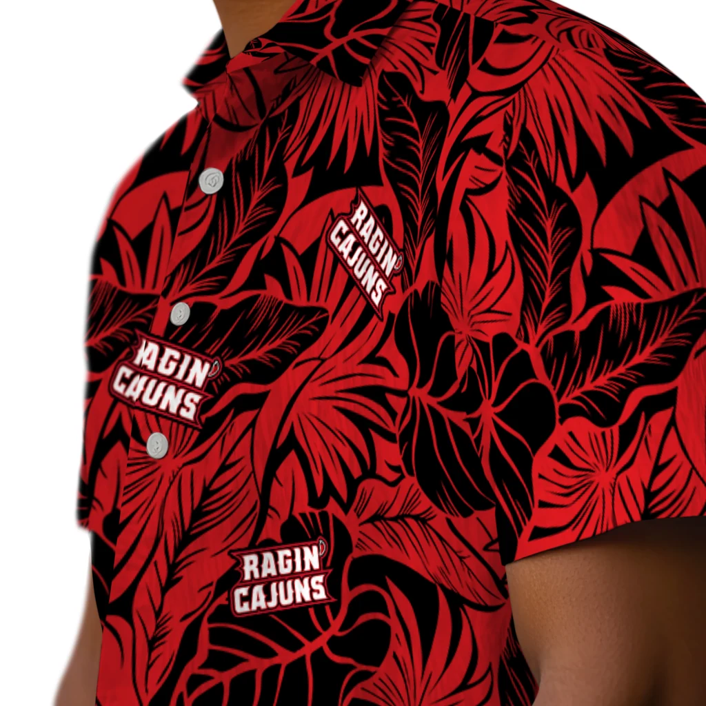 Louisiana Ragin' Cajuns Hawaiian Shirt - Monstera Layer louisiana ragin cajuns monstera layer red hawaiian shirts trendy