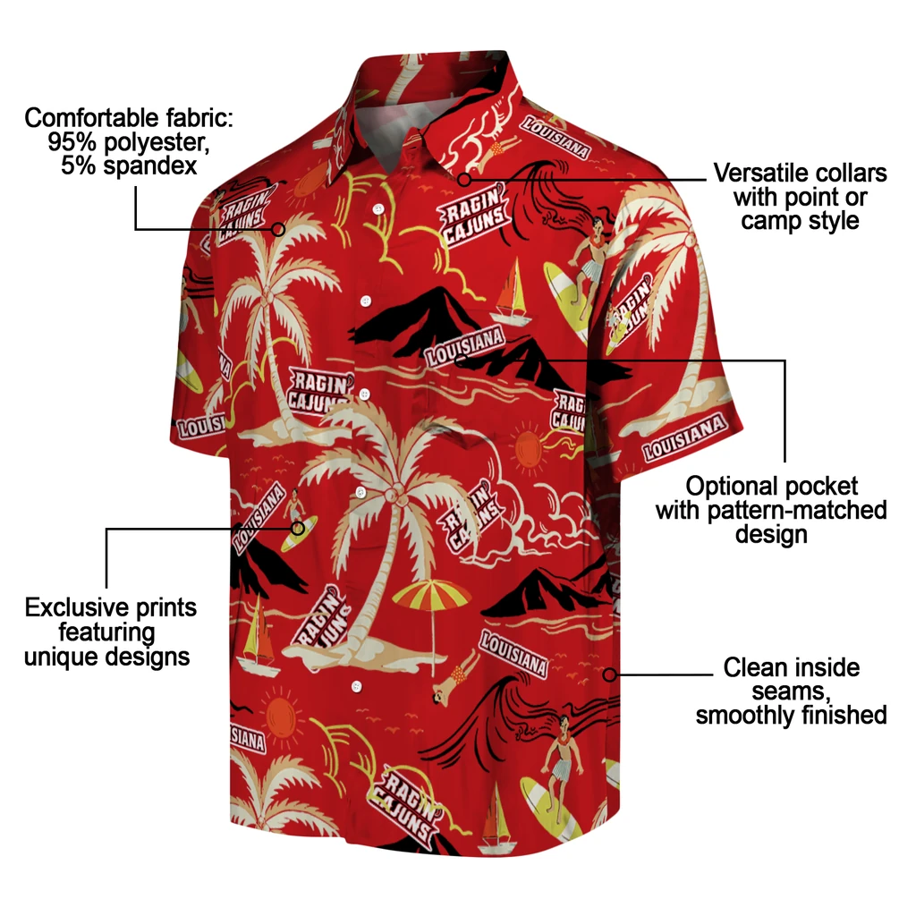 Louisiana Ragin' Cajuns Hawaiian Shirt - Palm Tree Island louisiana ragin cajuns palm tree island red hawaiian shirts new arrival