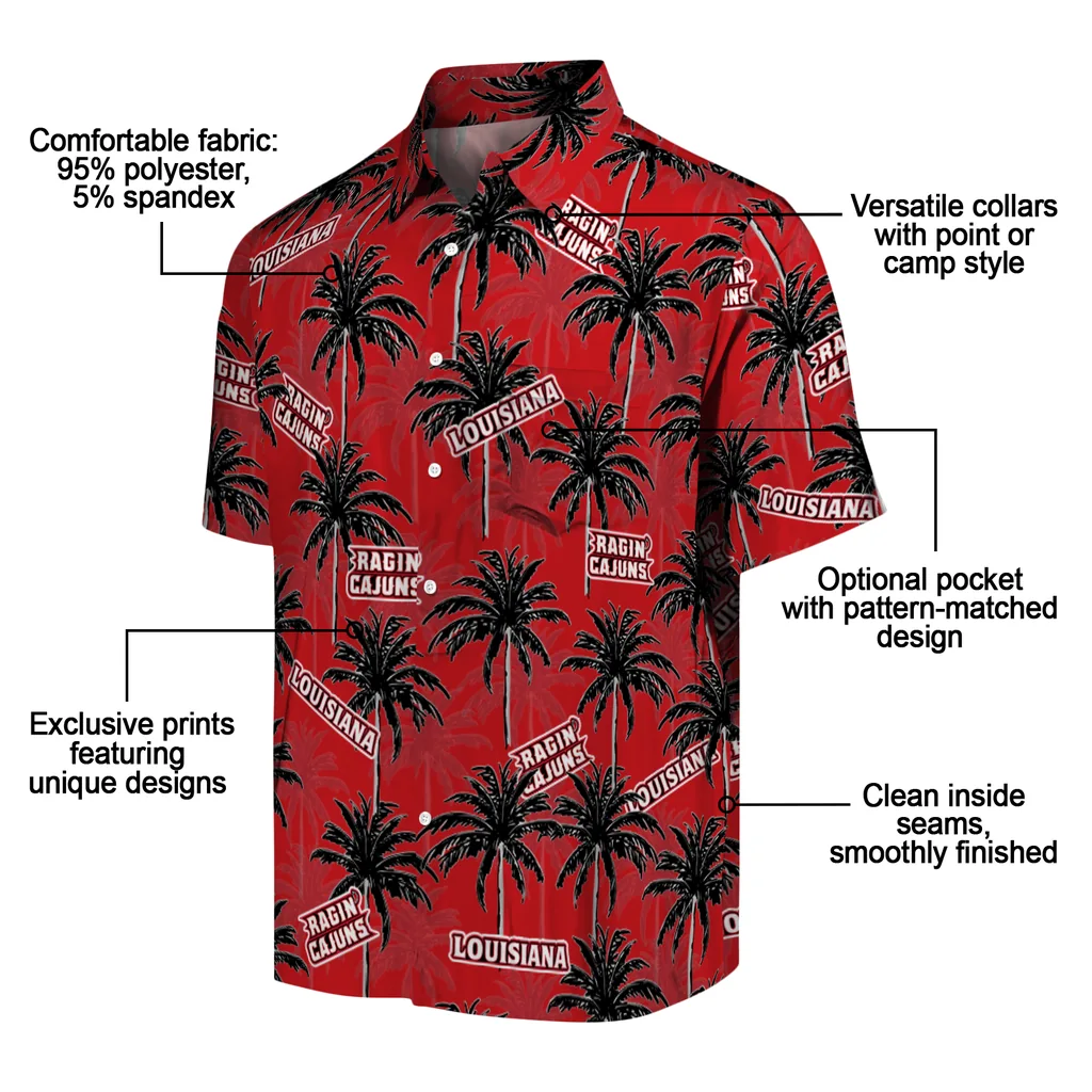 Louisiana Ragin' Cajuns Hawaiian Shirt - Palm Tree Motif louisiana ragin cajuns palm grove red hawaiian shirts new arrival