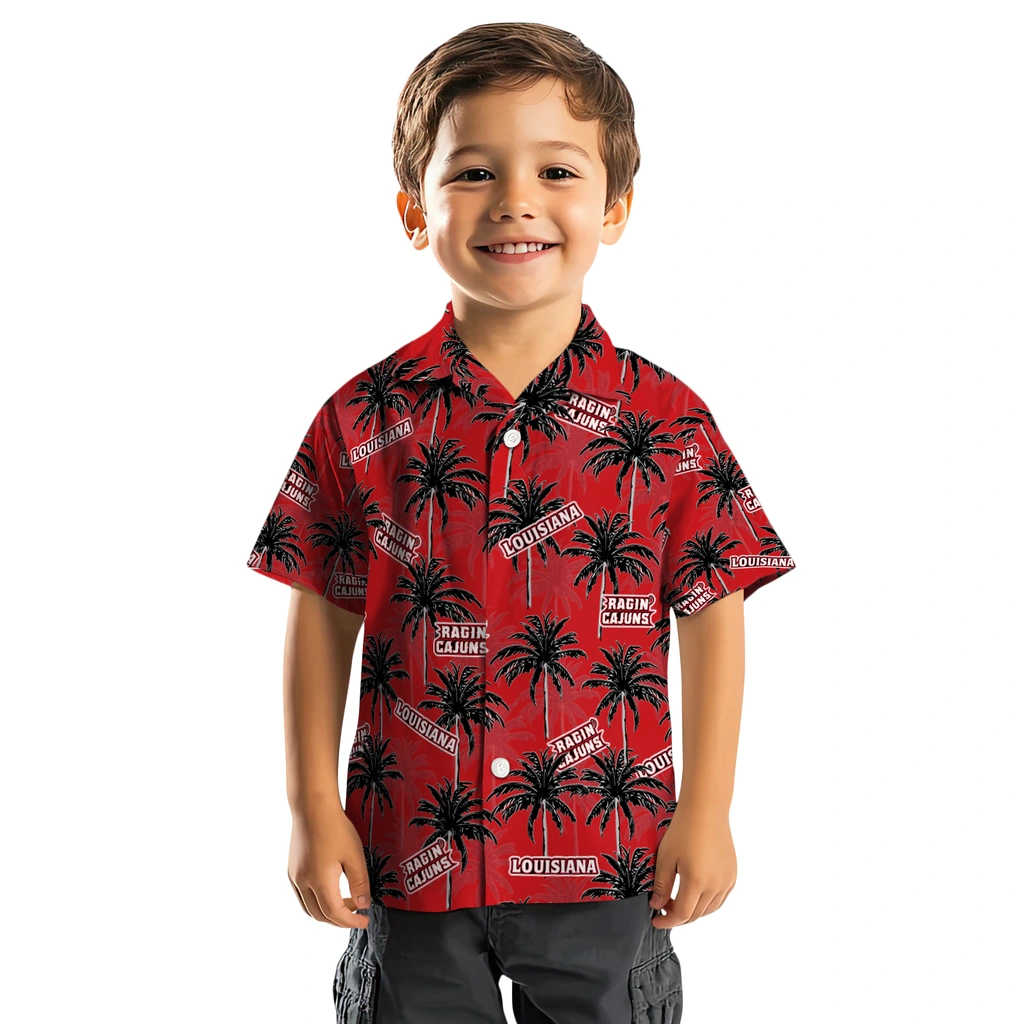 Louisiana Ragin' Cajuns Hawaiian Shirt - Palm Tree Motif louisiana ragin cajuns palm grove red hawaiian shirts top rated