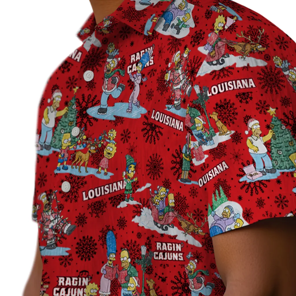 Louisiana Ragin' Cajuns Hawaiian Shirt - Simpsons Christmas louisiana ragin cajuns simpsons christmas red hawaiian shirts trendy