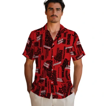 louisiana ragin cajuns turtle lines red hawaiian shirts fashion forward