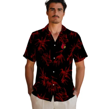 louisville cardinals bamboo branches red black hawaiian shirts fashion forward
