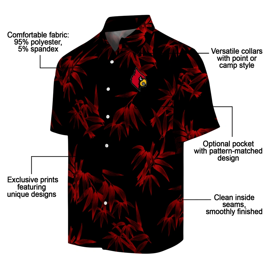 Louisville Cardinals Hawaiian Shirt - Bamboo Branches louisville cardinals bamboo branches red black hawaiian shirts new arrival