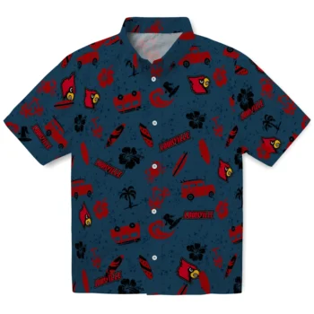 louisville cardinals beach vibe navy hawaiian shirts best selling