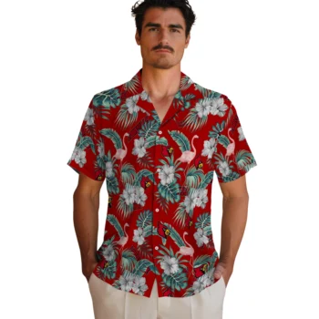 louisville cardinals flamingo palms red hawaiian shirts fashion forward