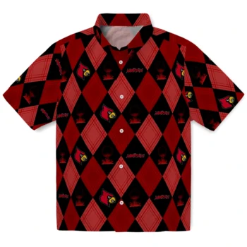 louisville cardinals balloon plaid red hawaiian shirts best selling