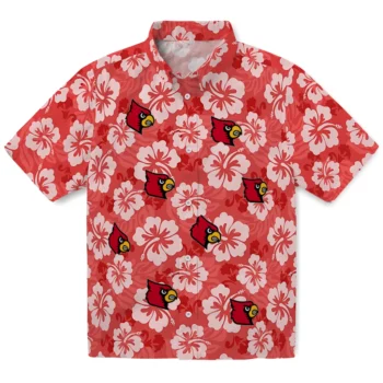 louisville cardinals hibiscus cluster red hawaiian shirts best selling