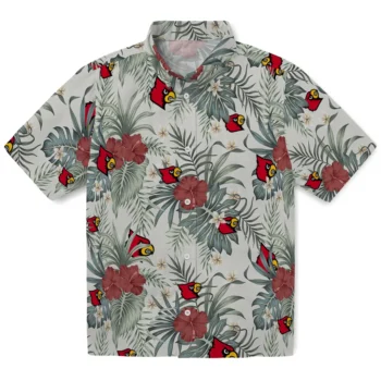 louisville cardinals hibiscus designs beige hawaiian shirts best selling