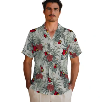 louisville cardinals hibiscus designs beige hawaiian shirts fashion forward
