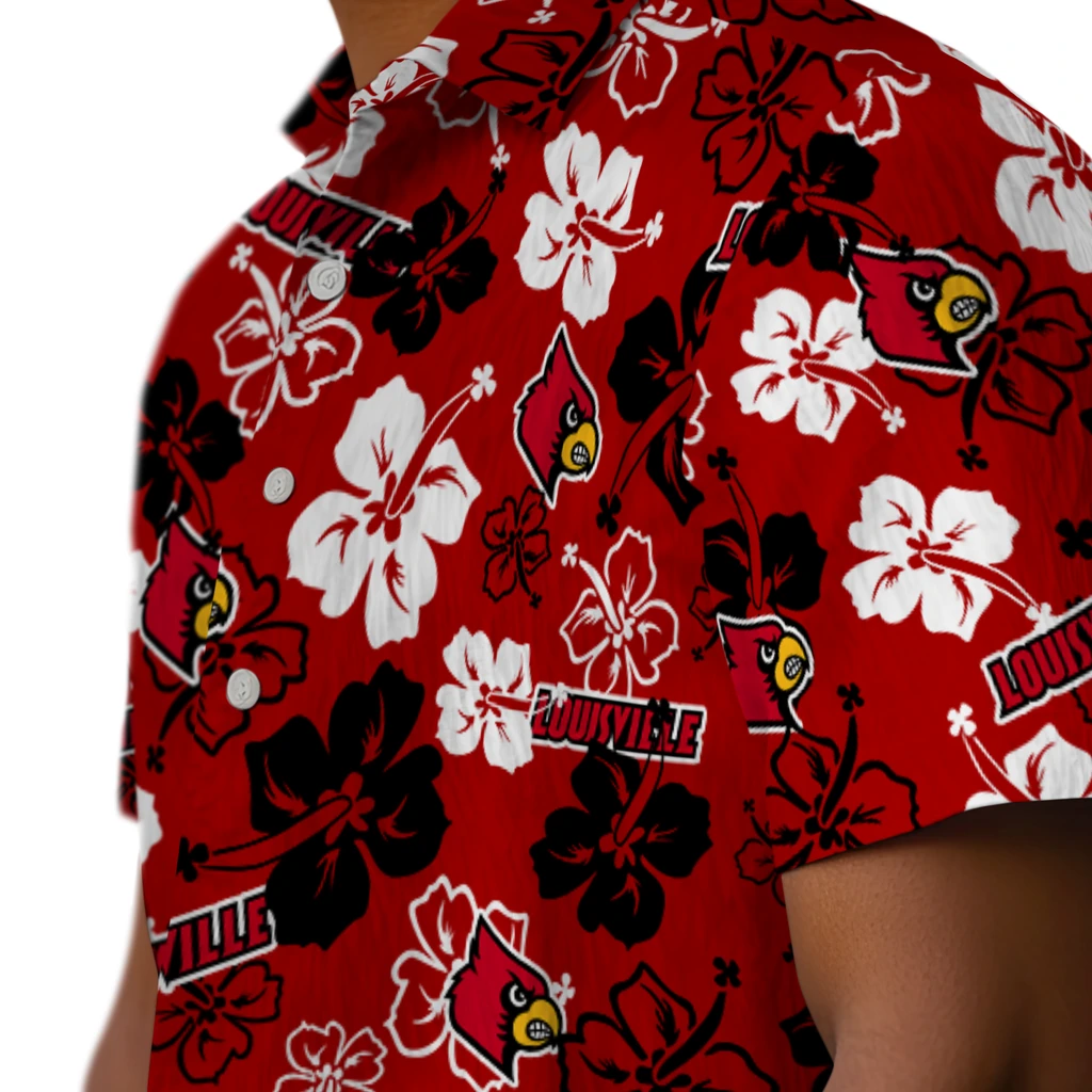 Louisville Cardinals Hawaiian Shirt - Hibiscus Flower Design louisville cardinals hibiscus bloom red hawaiian shirts trendy
