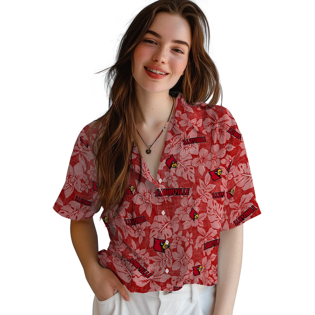 Louisville Cardinals Hawaiian Shirt - Hibiscus Oasis louisville cardinals hibiscus oasis red hawaiian shirts latest model