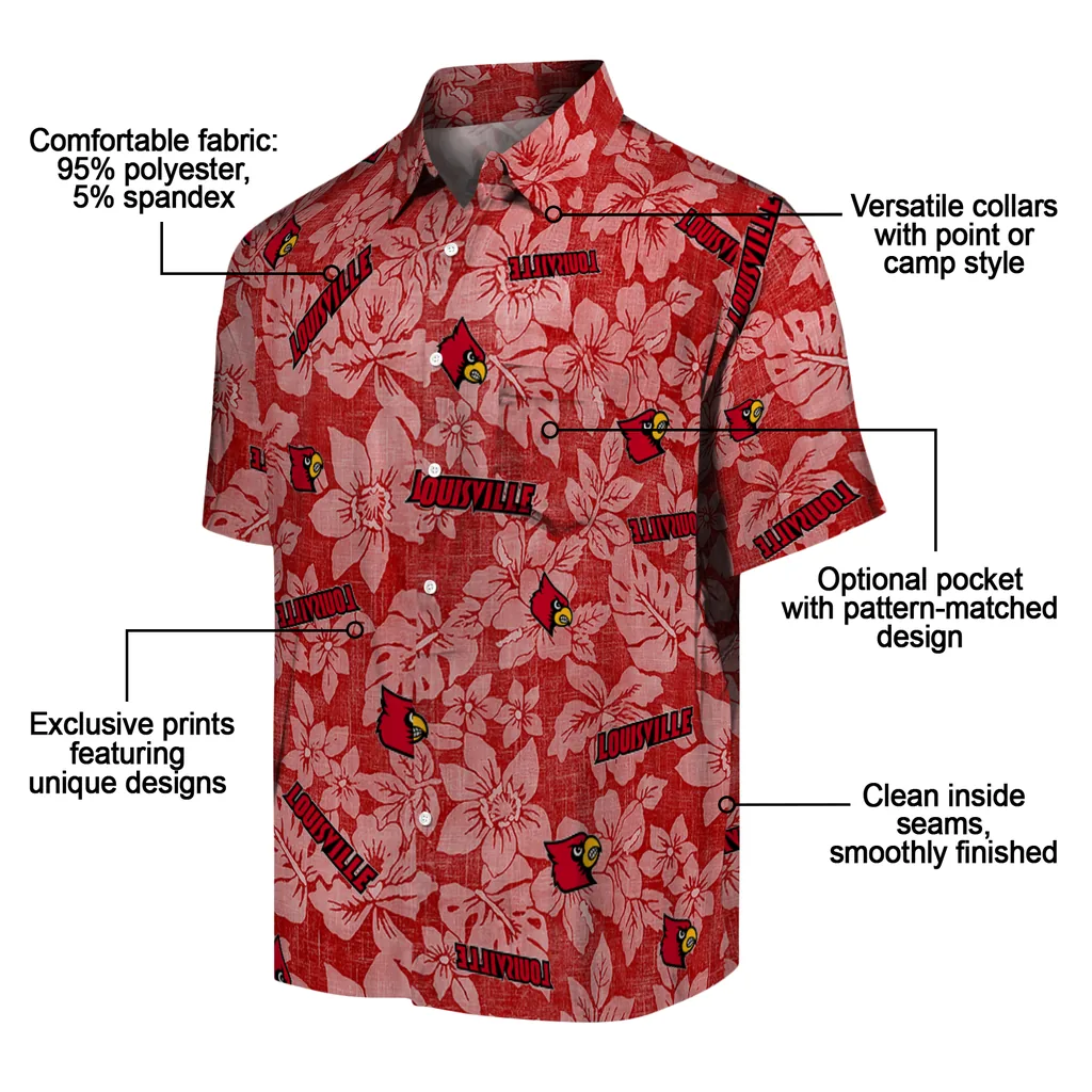 Louisville Cardinals Hawaiian Shirt - Hibiscus Oasis louisville cardinals hibiscus oasis red hawaiian shirts new arrival