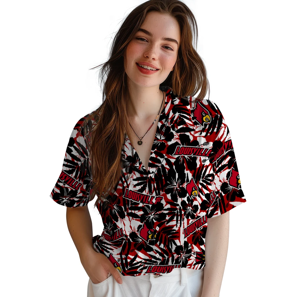 Louisville Cardinals Hawaiian Shirt - Hibiscus Overlay louisville cardinals hibiscus overlay hawaiian shirts latest model