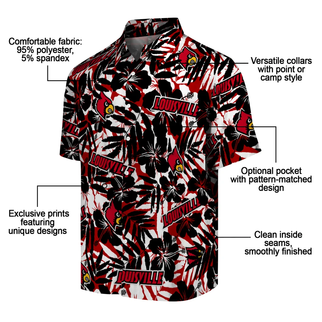Louisville Cardinals Hawaiian Shirt - Hibiscus Overlay louisville cardinals hibiscus overlay hawaiian shirts new arrival