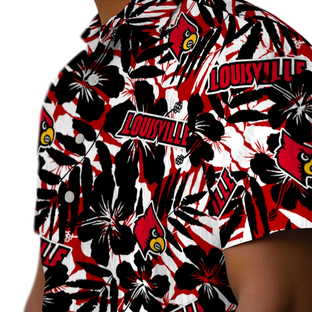 Louisville Cardinals Hawaiian Shirt - Hibiscus Overlay louisville cardinals hibiscus overlay hawaiian shirts trendy