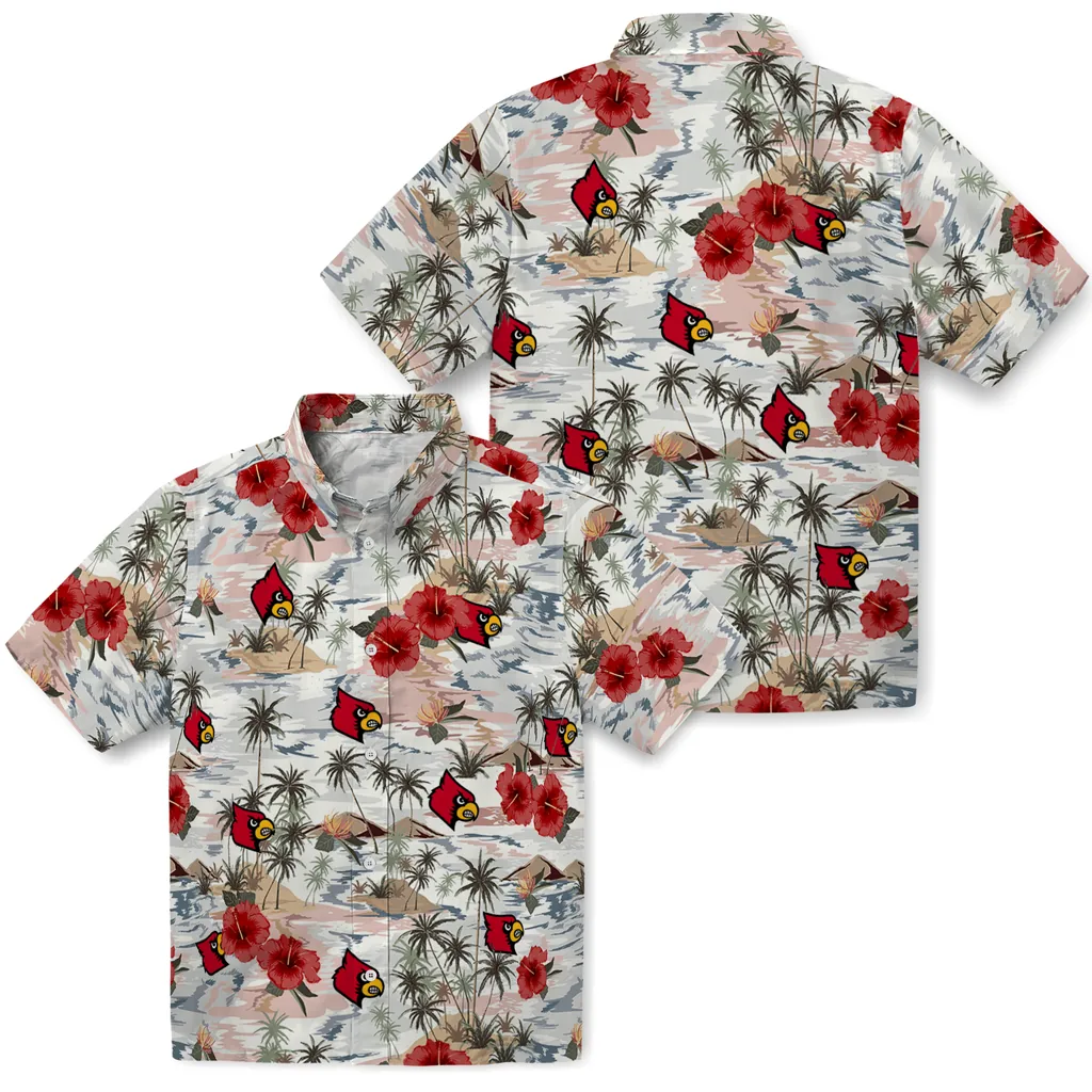 Louisville Cardinals Hawaiian Shirt - Hibiscus Seaside louisville cardinals hibiscus seaside white hawaiian shirts high quality