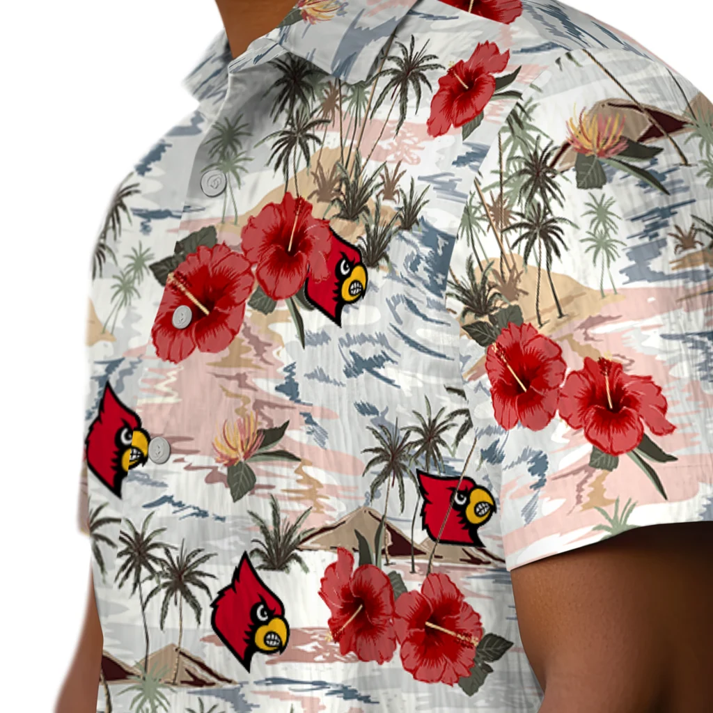 Louisville Cardinals Hawaiian Shirt - Hibiscus Seaside louisville cardinals hibiscus seaside white hawaiian shirts trendy