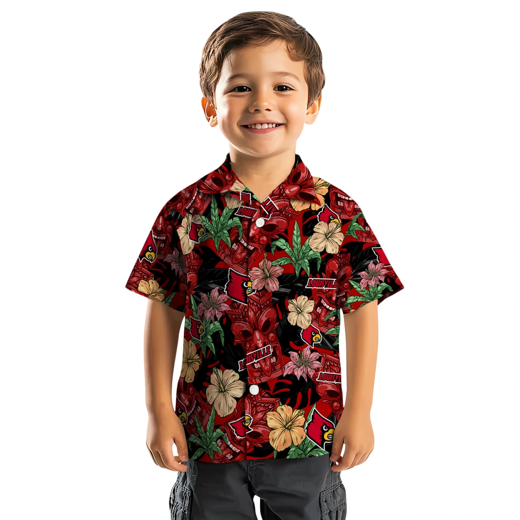 Louisville Cardinals Hawaiian Shirt - Hibiscus Tiki Jungle louisville cardinals tiki jungle red hawaiian shirts top rated