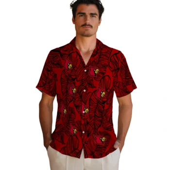 louisville cardinals leaf outline red hawaiian shirts fashion forward