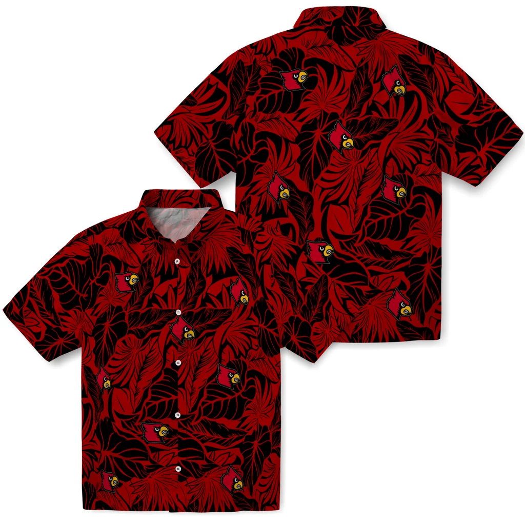Louisville Cardinals Hawaiian Shirt - Monstera Layer louisville cardinals monstera layer red hawaiian shirts high quality