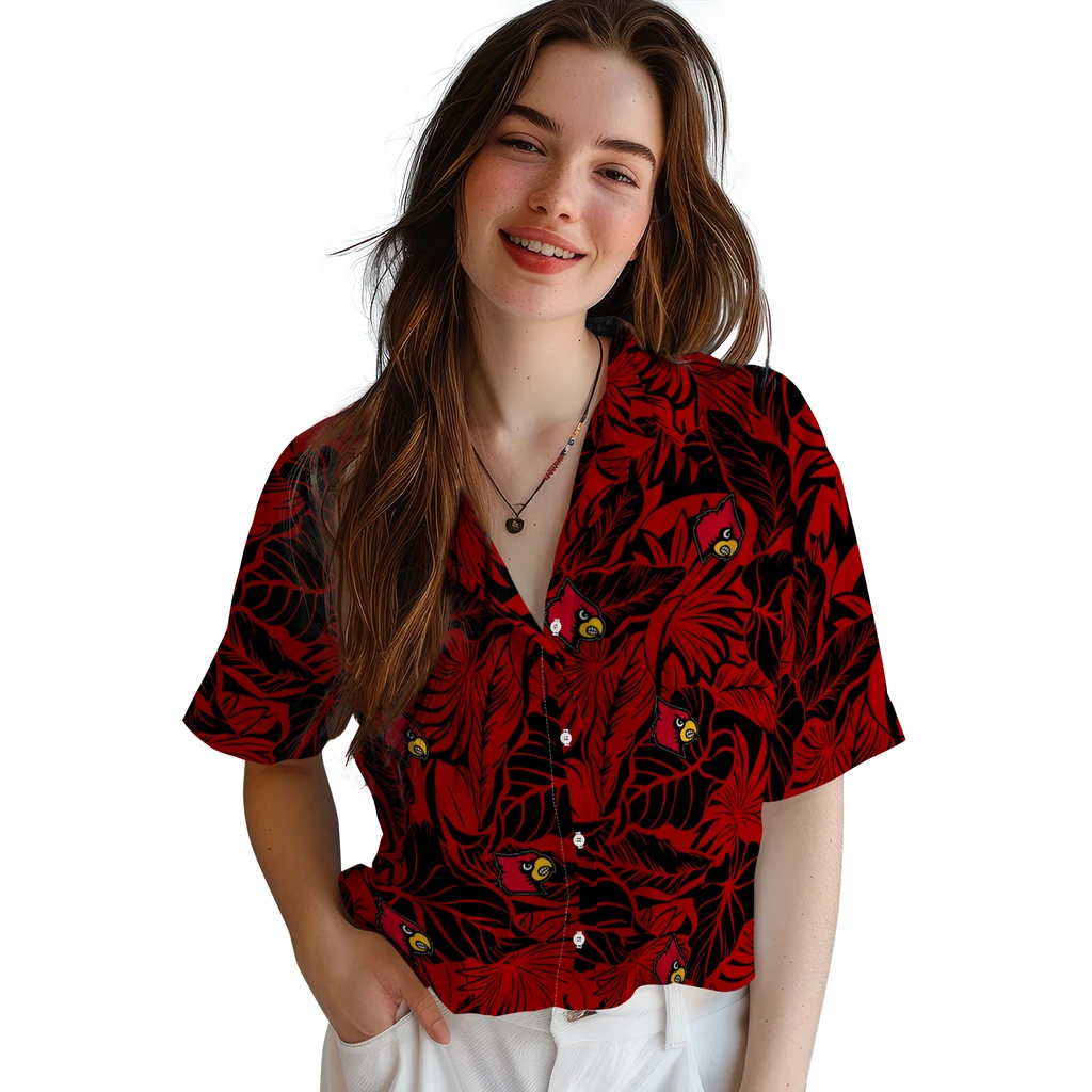 Louisville Cardinals Hawaiian Shirt - Monstera Layer louisville cardinals monstera layer red hawaiian shirts latest model