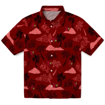 louisville cardinals palm and clouds red hawaiian shirts best selling