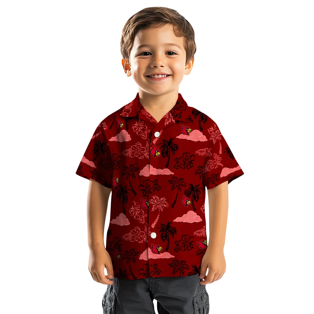 Louisville Cardinals Hawaiian Shirt - Palm And Clouds louisville cardinals palm and clouds red hawaiian shirts top rated