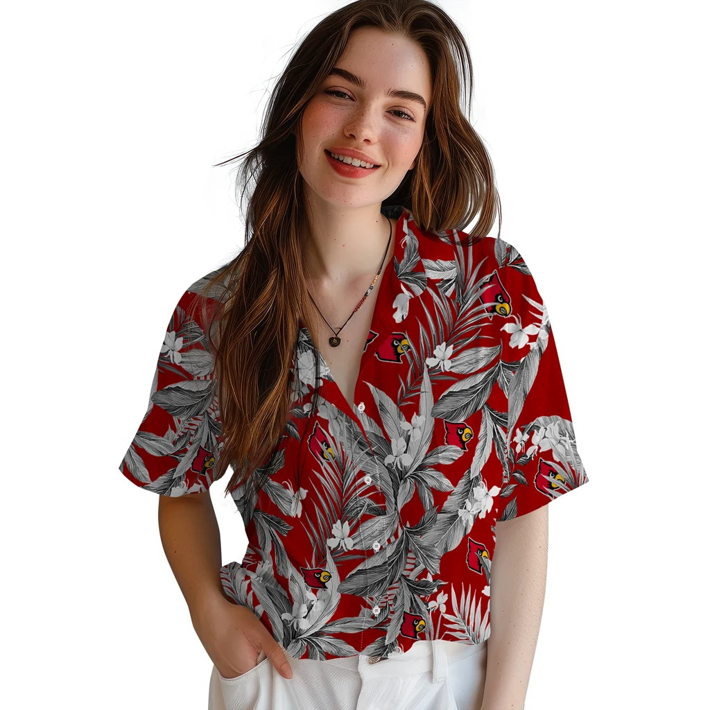 Louisville Cardinals Hawaiian Shirt - Palm Leaves louisville cardinals palm leaves red hawaiian shirts latest model