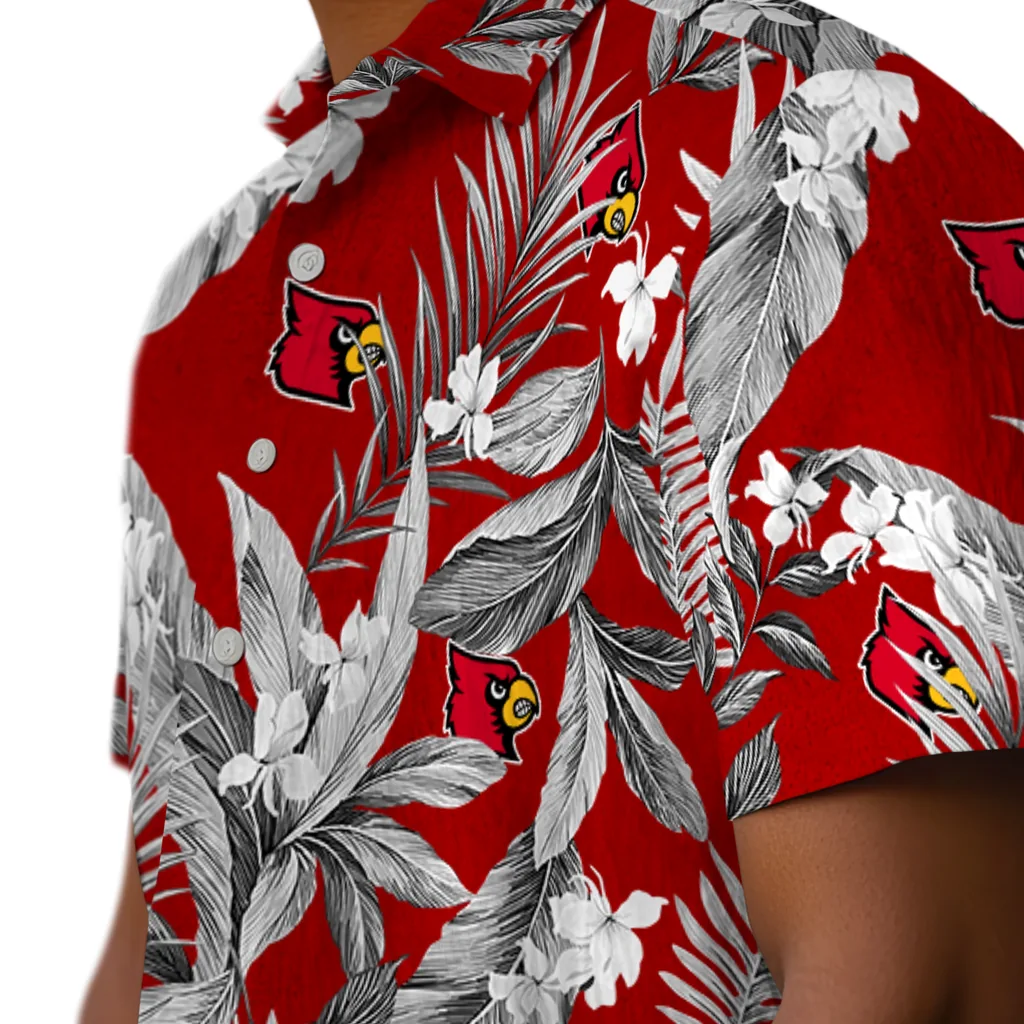Louisville Cardinals Hawaiian Shirt - Palm Leaves louisville cardinals palm leaves red hawaiian shirts trendy