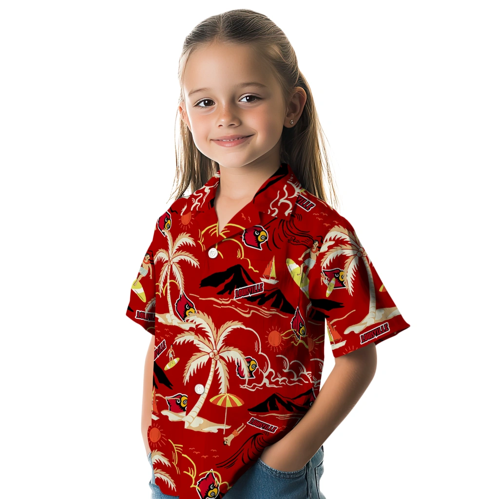 Louisville Cardinals Hawaiian Shirt - Palm Tree Island louisville cardinals palm tree island red hawaiian shirts premium grade