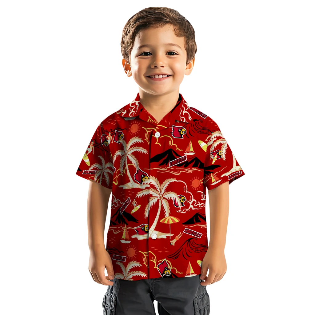 Louisville Cardinals Hawaiian Shirt - Palm Tree Island louisville cardinals palm tree island red hawaiian shirts top rated