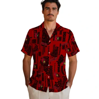 louisville cardinals turtle lines red hawaiian shirts fashion forward