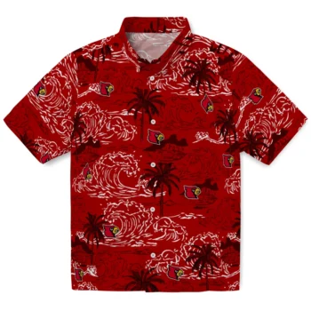 louisville cardinals wave palm red hawaiian shirts best selling