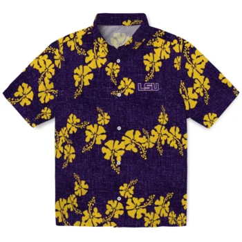 lsu tigers hibiscus petals purple hawaiian shirts best selling