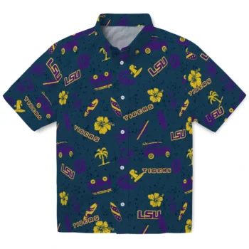 lsu tigers beach vibe navy hawaiian shirts best selling