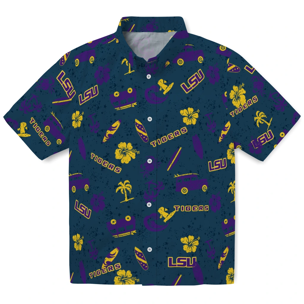 LSU Tigers Hawaiian Shirt - Beach Vibe lsu tigers beach vibe navy hawaiian shirts best selling