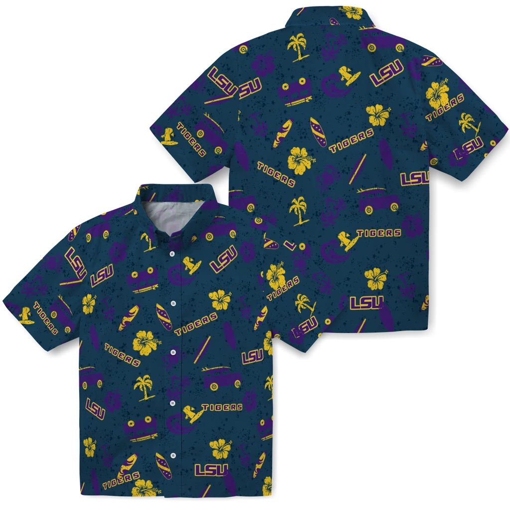 LSU Tigers Hawaiian Shirt - Beach Vibe lsu tigers beach vibe navy hawaiian shirts high quality