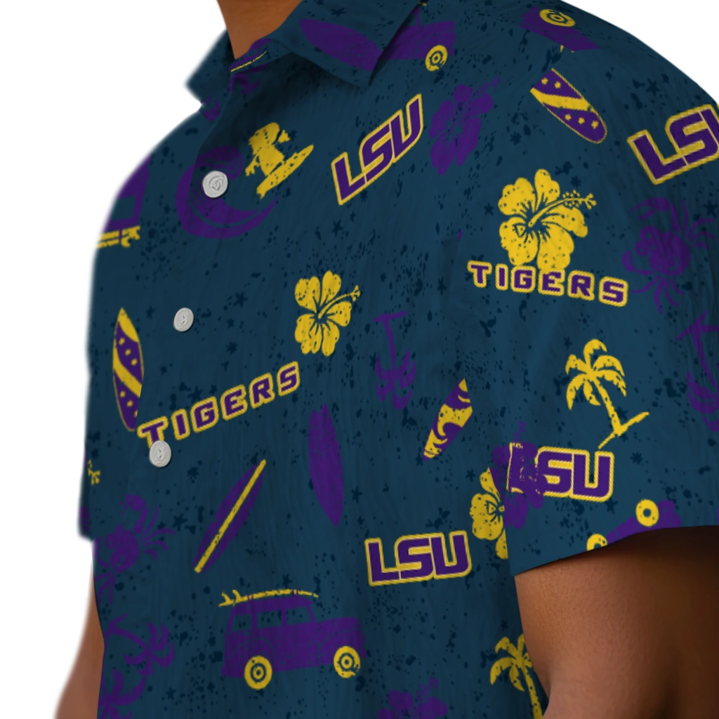 LSU Tigers Hawaiian Shirt - Beach Vibe lsu tigers beach vibe navy hawaiian shirts trendy