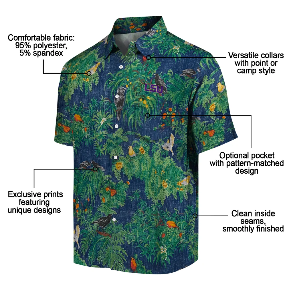 LSU Tigers Hawaiian Shirt - Bird Canopy lsu tigers bird canopy green hawaiian shirts new arrival