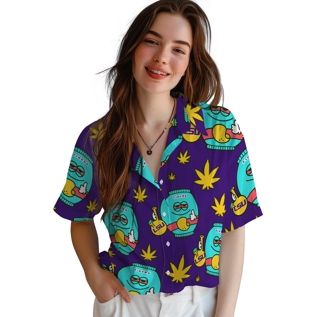 LSU Tigers Hawaiian Shirt - Chill Vibe lsu tigers bong smile purple hawaiian shirts latest model
