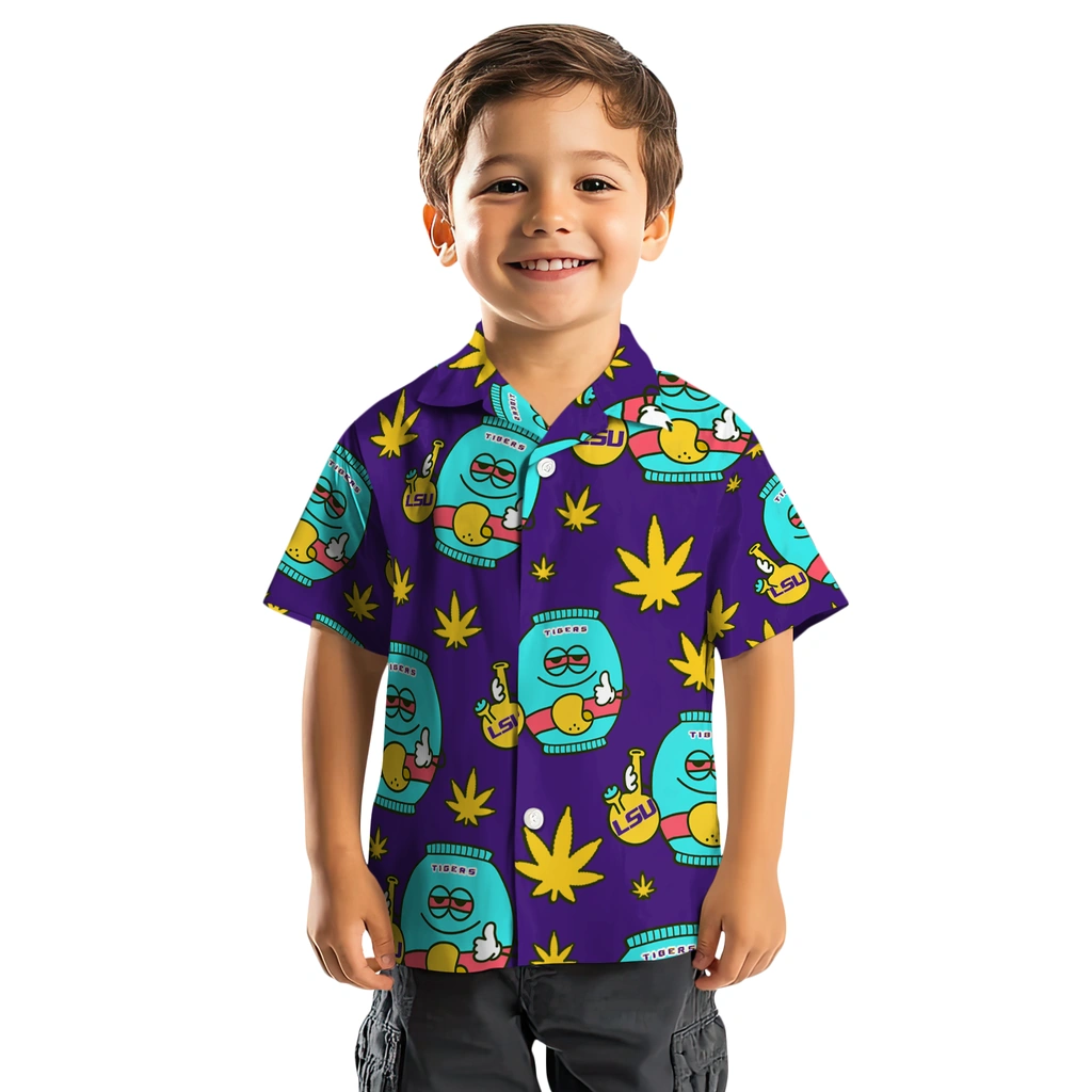 LSU Tigers Hawaiian Shirt - Chill Vibe lsu tigers bong smile purple hawaiian shirts top rated