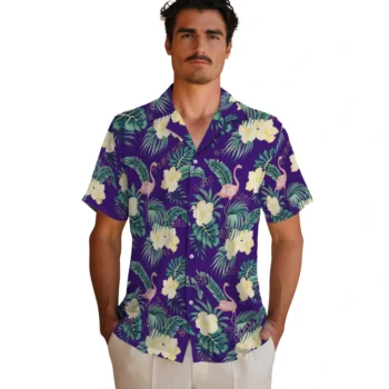 lsu tigers flamingo palms purple hawaiian shirts fashion forward