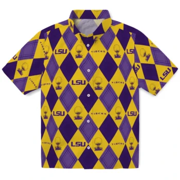 lsu tigers balloon plaid purple hawaiian shirts best selling