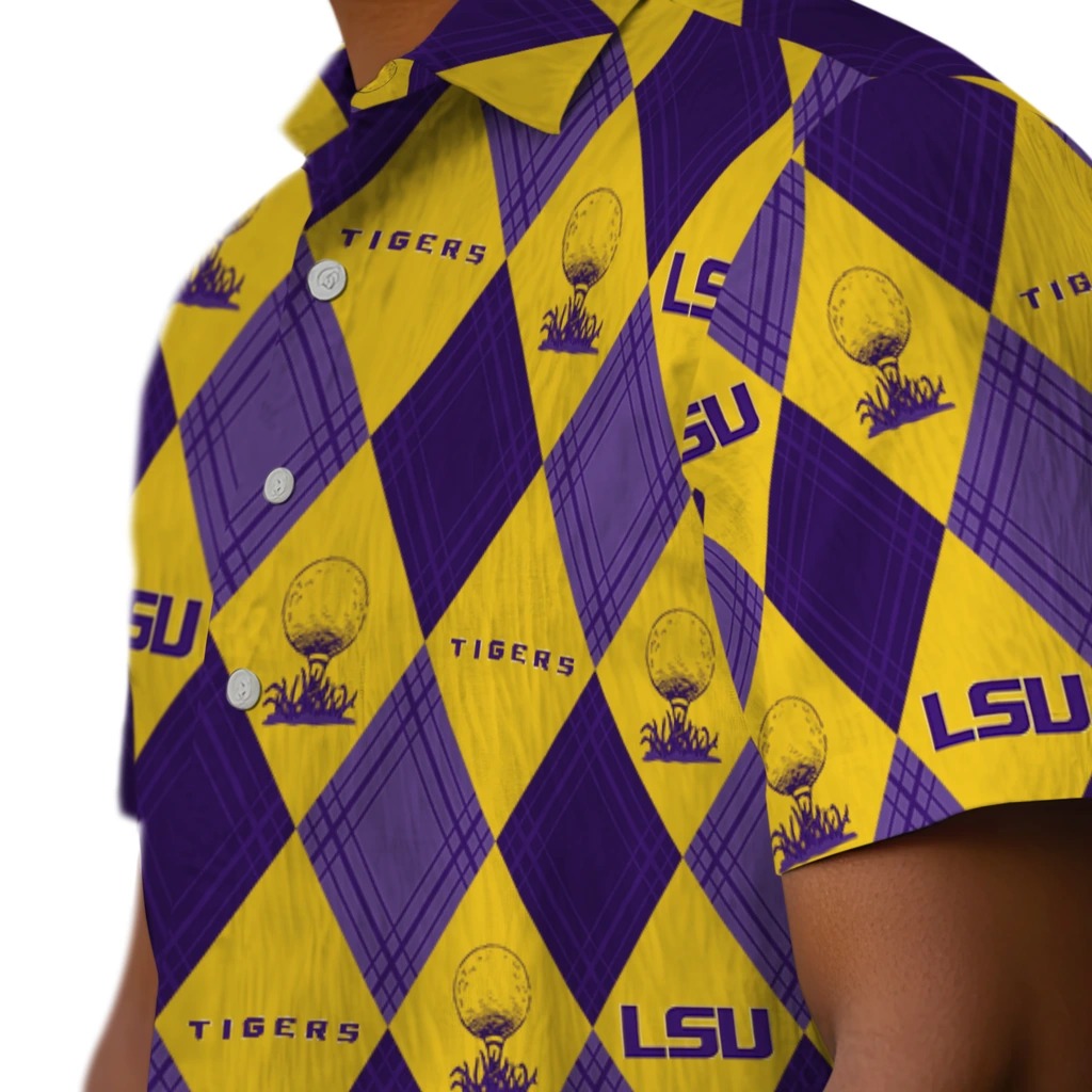 LSU Tigers Hawaiian Shirt - Golfing Plaid lsu tigers balloon plaid purple hawaiian shirts trendy