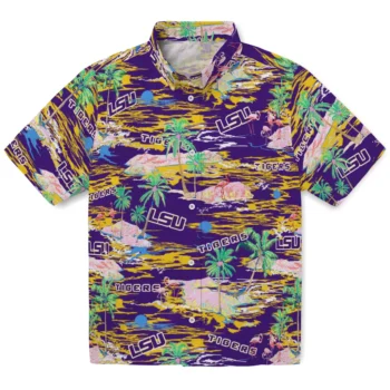 lsu tigers flamingo retreat purple hawaiian shirts best selling