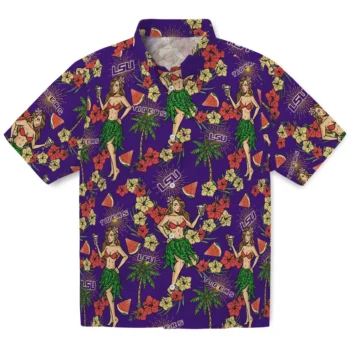 lsu tigers hawaiian girls design purple hawaiian shirts best selling