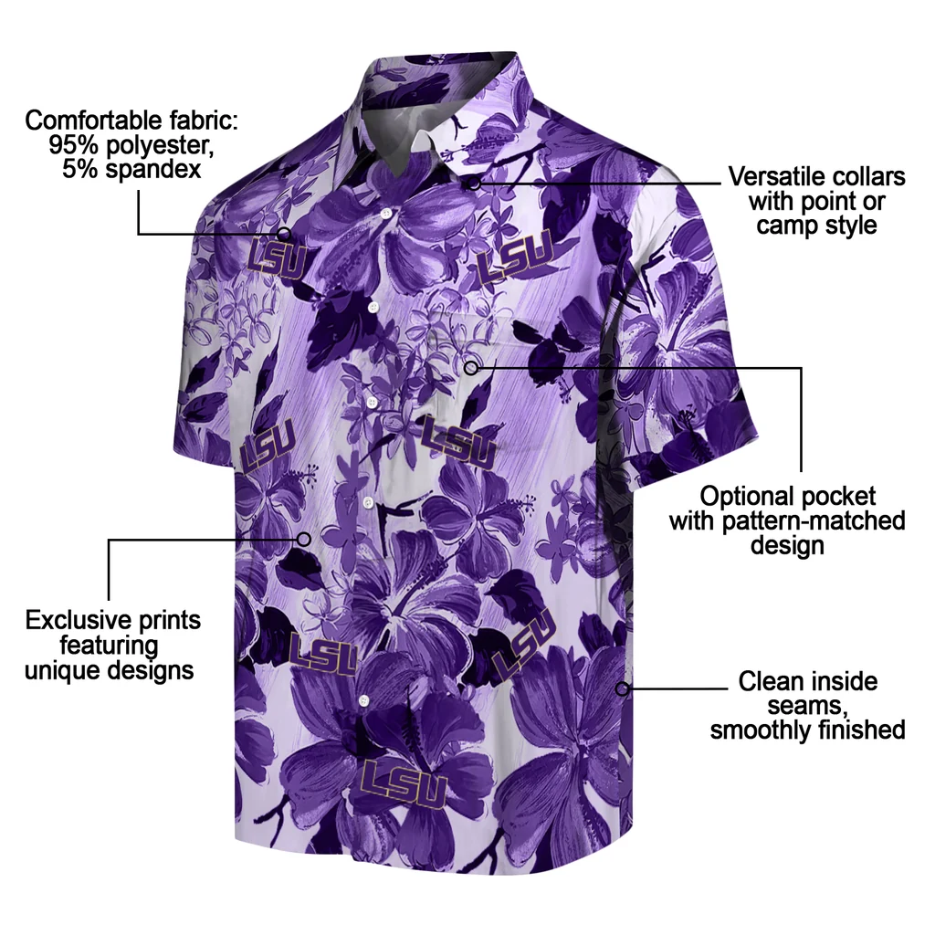 LSU Tigers Hawaiian Shirt - Hibiscus Arrangement lsu tigers hibiscus arrangement purple hawaiian shirts new arrival
