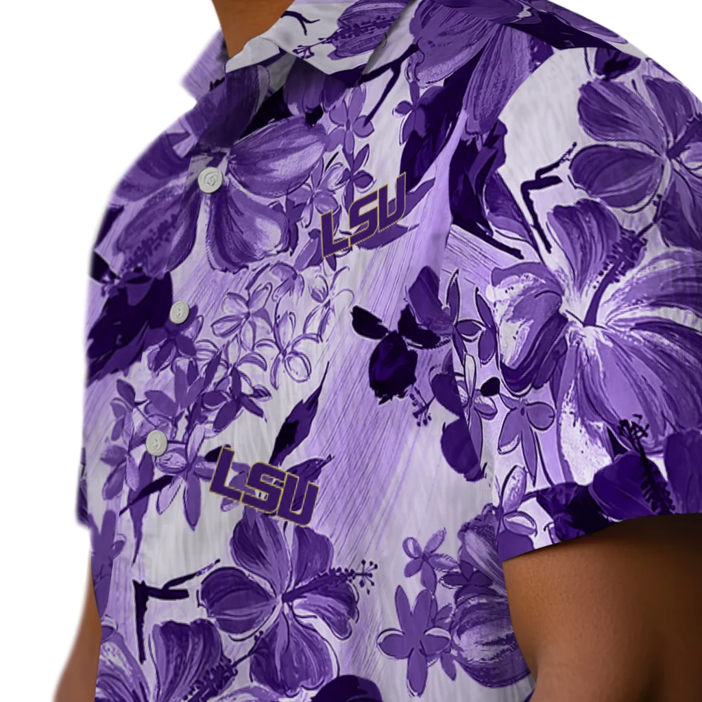 LSU Tigers Hawaiian Shirt - Hibiscus Arrangement lsu tigers hibiscus arrangement purple hawaiian shirts trendy