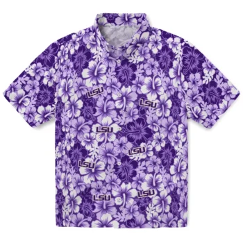 lsu tigers hibiscus blooms purple hawaiian shirts best selling